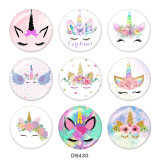 20MM  Unicorn  Print   glass  snaps buttons