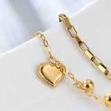 Double-layer stainless steel love bracelet, personalized box chain, 18K real gold plating