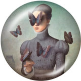 20MM   Butterfly   girl   Print   glass  snaps buttons