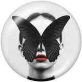 20MM   Butterfly   girl   Print   glass  snaps buttons