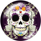 20MM  skull    Print   glass  snaps buttons