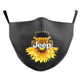 MOQ30 Sport team cartoon jeep car Adult customized design lips arts washable fashion face mask includes Pocket for filter soft fabric elastic ear straps