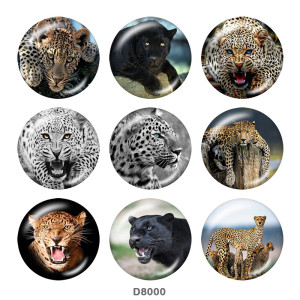 20MM   leopard  Tiger  Print   glass  snaps buttons