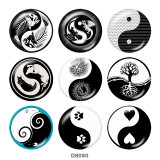 20MM Tai Chi  Print   glass  snaps buttons
