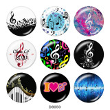 20MM   Music   Print   glass  snaps buttons