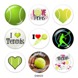 20MM   L love tennis  Print   glass  snaps buttons