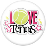 20MM   L love tennis  Print   glass  snaps buttons