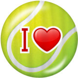 20MM   L   love tennis  Print   glass  snaps buttons