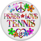 20MM   L   love tennis  Print   glass  snaps buttons