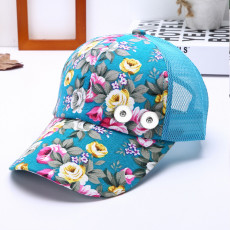Flower summer sunscreen breathable cap fit 18mm snap button beige snap button jewelry