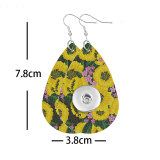 Sunflower Leather snap earring fit 20MM snaps style jewelry Drop shape  earrings for women