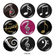 20MM  Music   Print   glass  snaps buttons