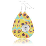 Sunflower Leather snap earring fit 20MM snaps style jewelry Drop shape  earrings for women