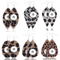 Leopard Leather snap earring fit 20MM snaps style jewelry Drop shape