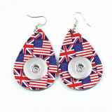 National flag Leather snap earring fit 20MM snaps style jewelry