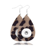 Leopard Leather snap earring fit 20MM snaps style jewelry Drop shape
