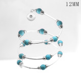 1 buttons With turquoise Natural stone Elasticity  bracelet fit12MM  snaps jewelry