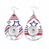 National flag Leather snap earring fit 20MM snaps style jewelry