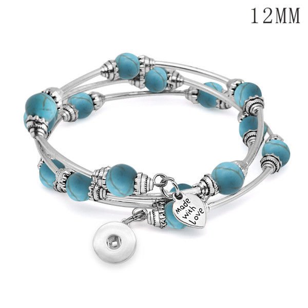 1 buttons With turquoise Natural stone Elasticity  bracelet fit12MM  snaps jewelry