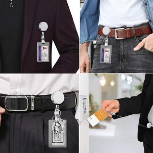 Metal silver 4cm diameter stainless steel electroplating easy pull buckle retractable keychain easy pull ID buckle badge buckle