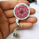 Colored flowers Epoxy easy pull buckle Easy pull retractable ID buckle badge buckle