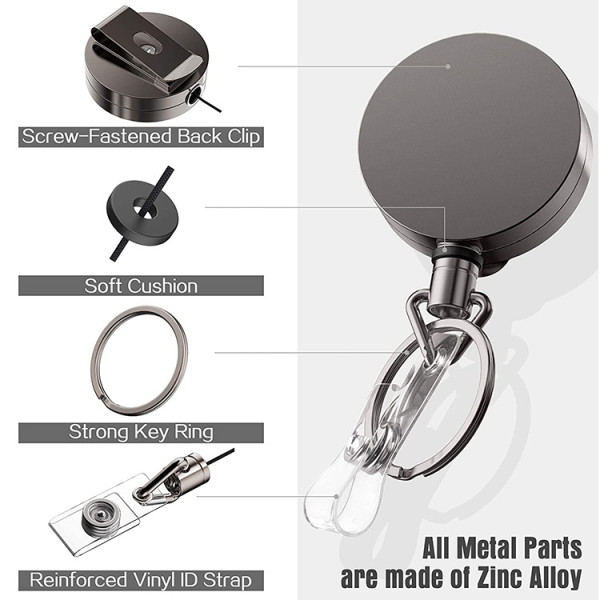 Black electroplated metal easy pull buckle retractable key buckle easy ...