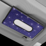 Car sun visor tissue box leather seat back diamond-studded tissue holder creative fashion rhinestone car pumping box mask storage