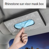 Car sun visor tissue box leather seat back diamond-studded tissue holder creative fashion rhinestone car pumping box mask storage