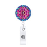 Mandala retractable easy-pull buckle colorful flowers easy-pull ID badge buckle