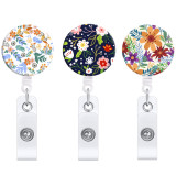 Fresh small floral flower retractable easy pull buckle full plane rotation easy pull