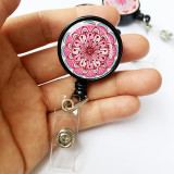 Colored flowers Epoxy easy pull buckle Easy pull retractable ID buckle badge buckle