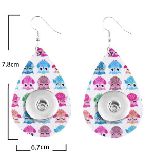 Owl Leather snap earring fit 20MM snaps style jewelry