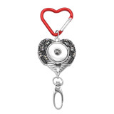 Love heart shape Rhinestone  Keychain Multifunctional hook Document hook Car Bag hook fit 18&20MM snap button jewelry