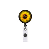 Sunflower sun flower easy pull buckle rotating alligator clip easy pull retractable document buckle badge