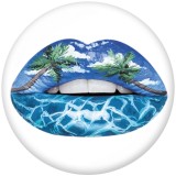 20MM   Lips  Print   glass  snaps buttons