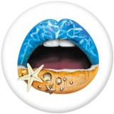 20MM   Lips  Print   glass  snaps buttons