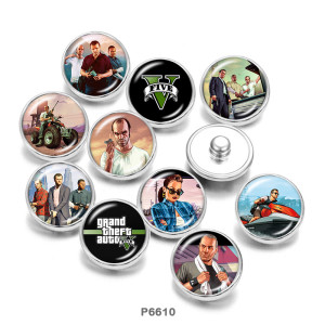 20MM   Game  Print   glass  snaps buttons
