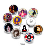 20MM   Famous  music   Print   glass  snaps buttons