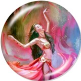 20MM  girl  dance  Print   glass  snaps buttons