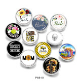 20MM  Flower  MOM   Print   glass  snaps buttons