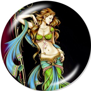 20MM  girl  dance  Print   glass  snaps buttons