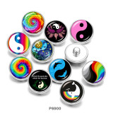 20MM  Tai Chi Print   glass  snaps buttons