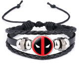 Marvel Superhero Badge Captain America Superman Spiderman Flash Hulk Gemstone Leather Bracelet