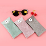 18*9CM Personality snake print PU elastic leather sunglasses bag solid color fashion myopia and presbyopic glasses bag in stock fit 18&20mm snap buttom sanp jewelry