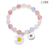 1 buttons With Imitation Sun flower crystal daisy Elasticity  bracelet fit18&20MM  snaps jewelry