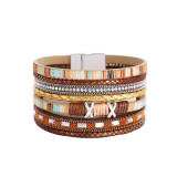 Wide side bracelet European and American cross-border sources of color woven multilayer leather bracelet