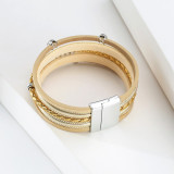 Multilayer bracelet ladies geometric chain temperament leather buckle bracelet