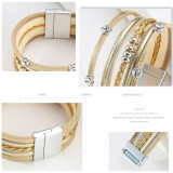 Multilayer bracelet ladies geometric chain temperament leather buckle bracelet
