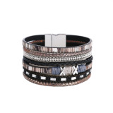 Wide side bracelet European and American cross-border sources of color woven multilayer leather bracelet