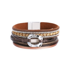 Ladies bracelet European and American ethnic style multi-layer woven ring accessories leather bracelet